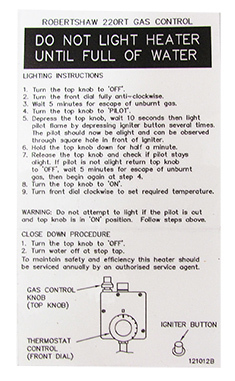 LABEL LTNG INSTR 220RT GAS ID #OP LABEL LTNG INSTR 220RT GAS ID #OP