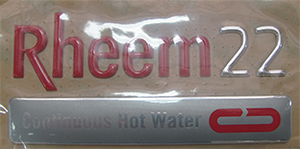 NAMEBADGE RHEEM 22 CONT HOT WATER #P NAMEBADGE RHEEM 22 CONT HOT WATER #P